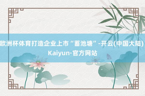 欧洲杯体育打造企业上市“蓄池塘”-开云(中国大陆) Kaiyun·官方网站