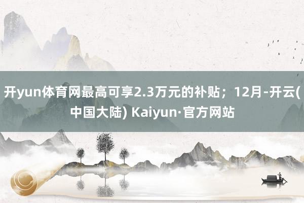 开yun体育网最高可享2.3万元的补贴；12月-开云(中国大陆) Kaiyun·官方网站