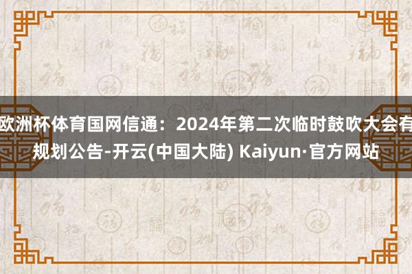 欧洲杯体育国网信通：2024年第二次临时鼓吹大会有规划公告-开云(中国大陆) Kaiyun·官方网站